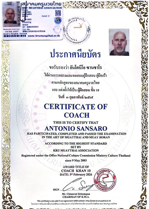 Certificate of Coach Khan 10 - Kru Muaythai Association