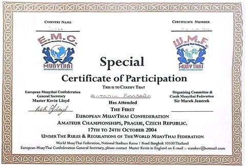 Special Certificate of Participation - EMC Praga 2004